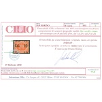 1892 SAN MARINO, n° 10 , 10 cent su 20 cent rosso - Tripla Soprastampa  - Certificato Cilio - MLH* - Non Catalogato