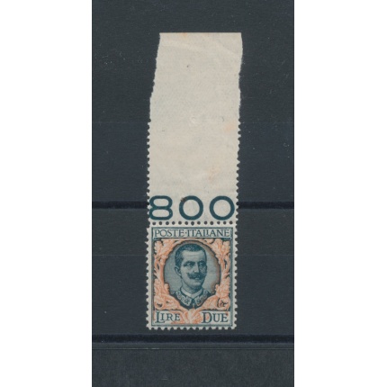 1923 Regno d'Italia  - n. 150 , Floreale , 2 lire verde grigio e arancio,  Ottima centratura - Bordo di foglio - MNH**