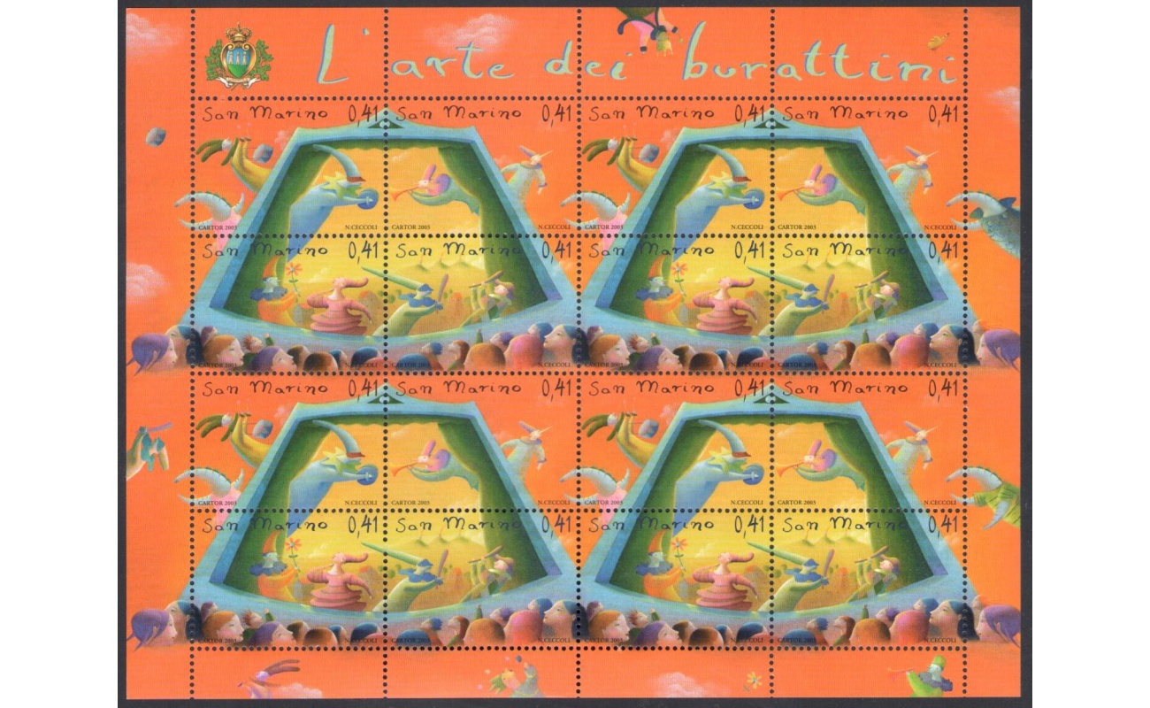 2003 San Marino , Arte dei Burattini , N. 1954-57 - Minifoglio di 4 blocchi , MNH**