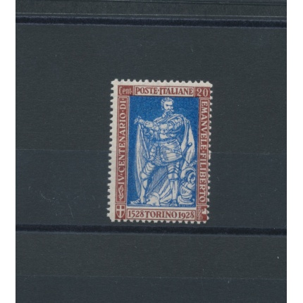 1928 Regno di Italia, n. 230, Emanuele Filiberto , 20 cent bruno oltremare dentellato 13 3/4 , MNH** - Centratura normale