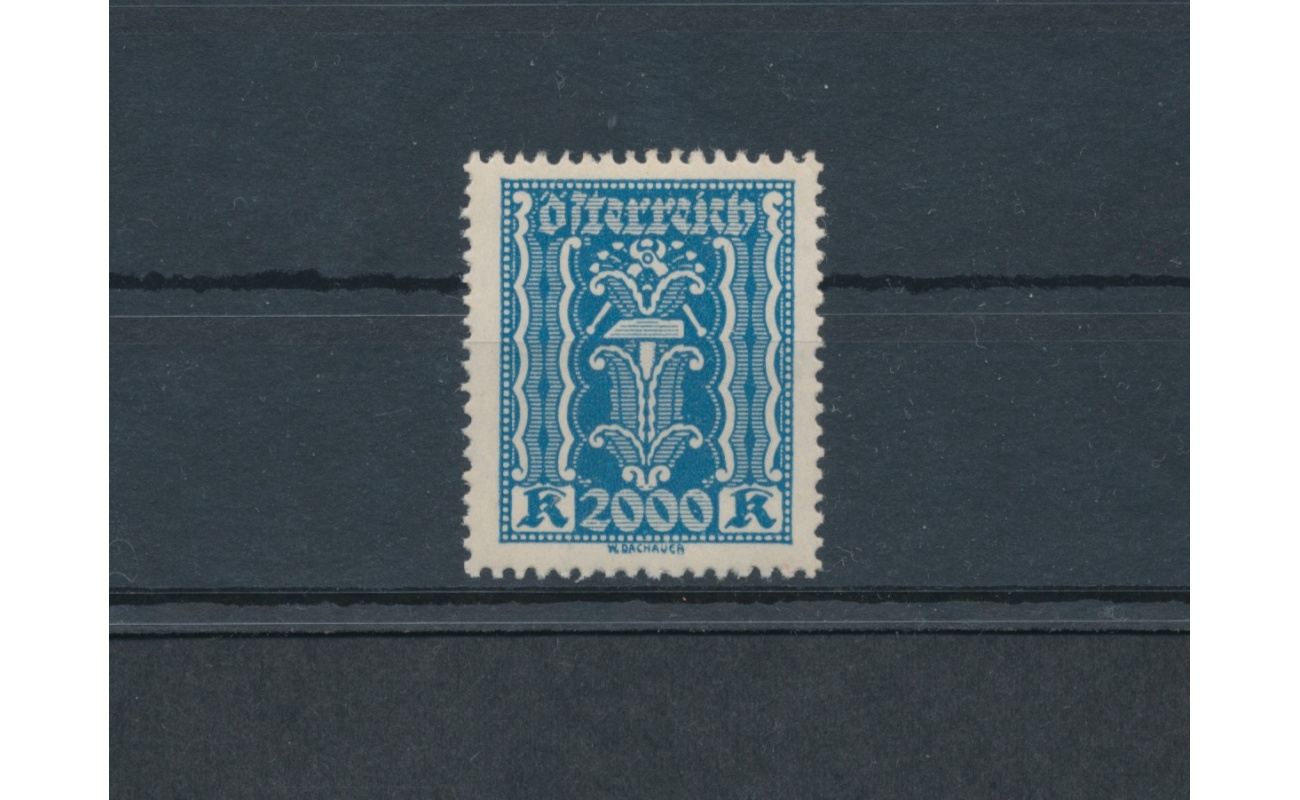 1923-24  AUSTRIA , n. 320 - 2000 Kr azzurro , Allegorie Valori Complementari dentellati 12 ½  , 1 valore - MNH**