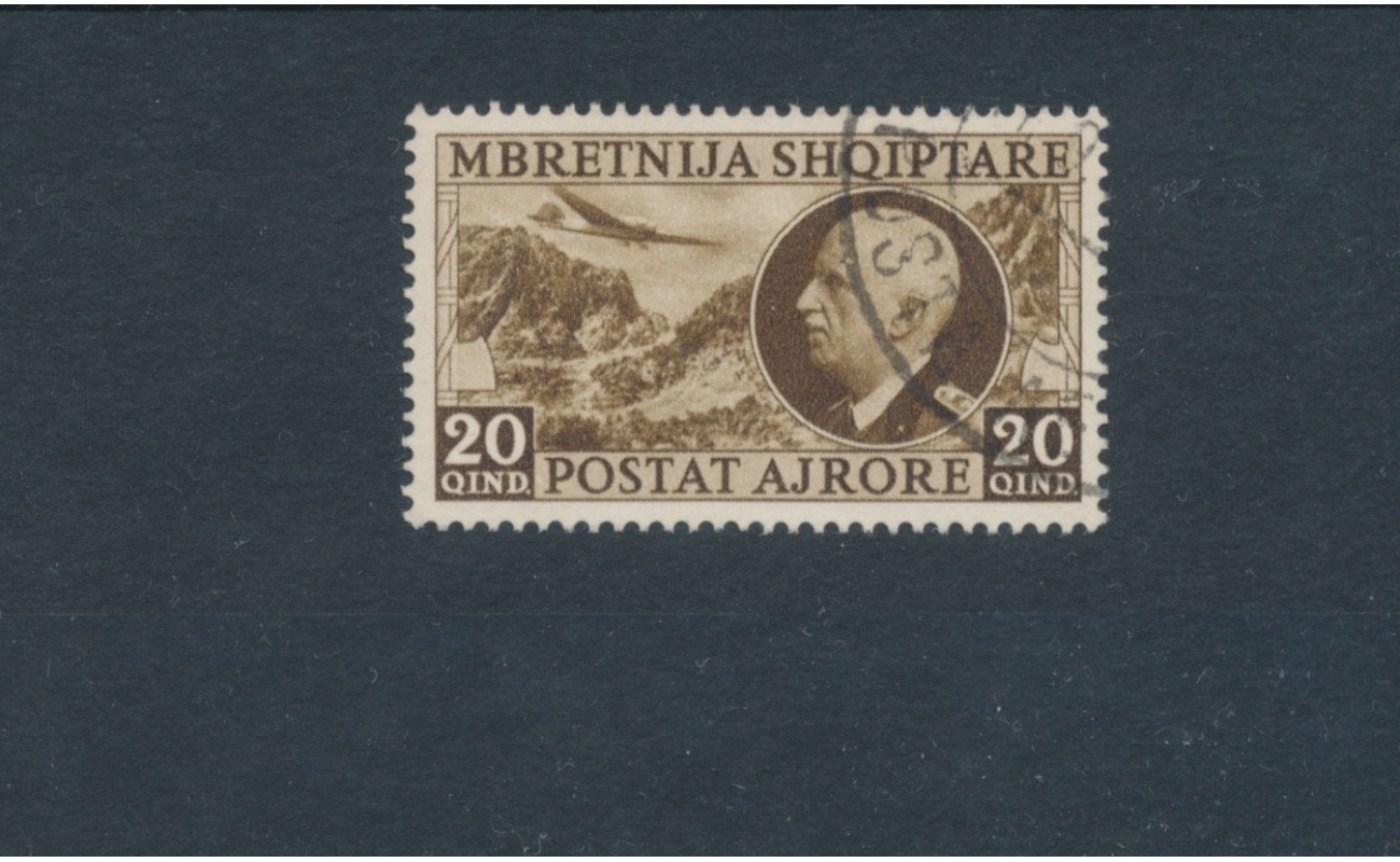 1939 ALBANIA , Occupazione Italiana , Effige di Vittorio Emanuele III e Paesaggio , Usato