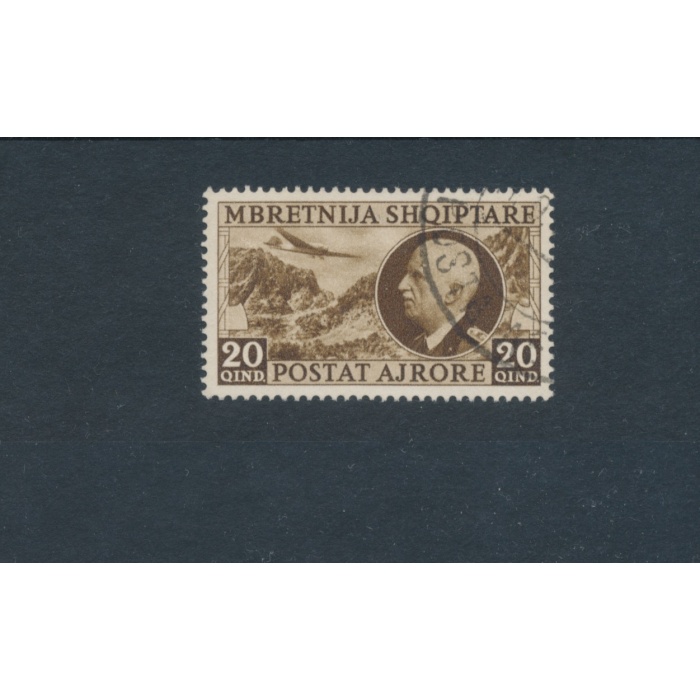 1939 ALBANIA , Occupazione Italiana , Effige di Vittorio Emanuele III e Paesaggio , Usato