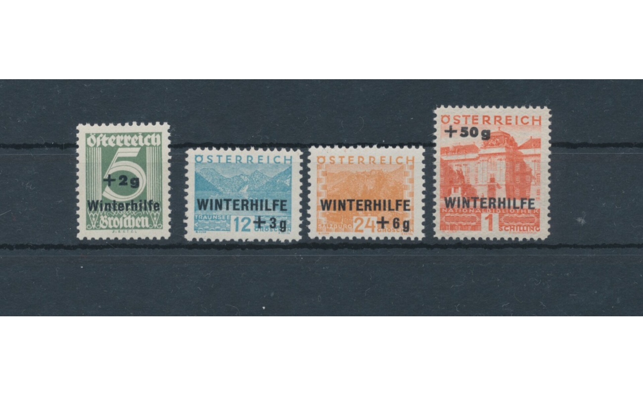 1933  AUSTRIA, n. 437/440 , Soccorso invernale soprastampa "Winterhilfe" , 4 valori - MNH**