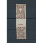 1896-97 Italia - Regno , n. 65, 1 cent bruno - coppia verticale con interspazio di gruppo ,  MNH** Certificato Diena