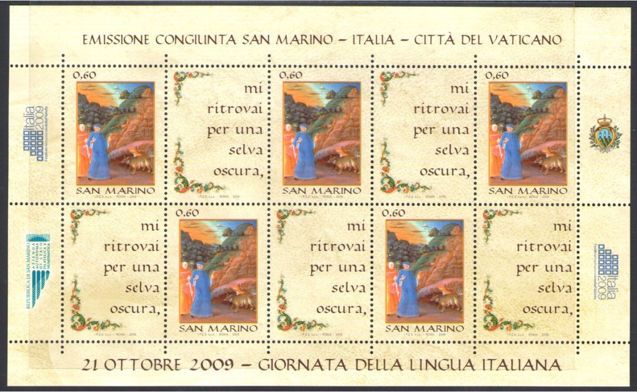 2009 San Marino , Giornata della Lingua Italiana  , BF 102 - MNH**