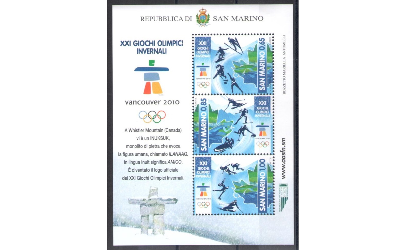 2010 San Marino , Vancouver Giochi Olimpici Invernali , BF 105 - MNH**