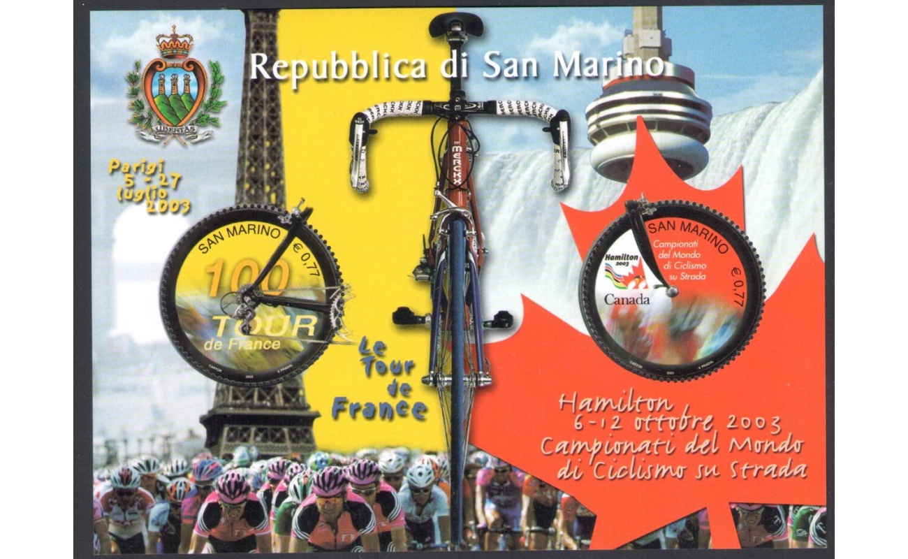 2003 San Marino, Centenario Tour de France e Campionato del Mondo Ciclismo su Strada, BF 81 - MNH**