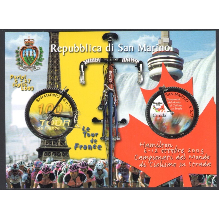 2003 San Marino, Centenario Tour de France e Campionato del Mondo Ciclismo su Strada, BF 81 - MNH**