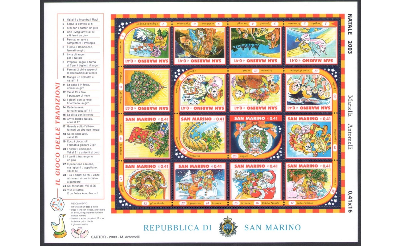 2003 San Marino, Natale - Gioco dell'Oca,  BF 83 - MNH**