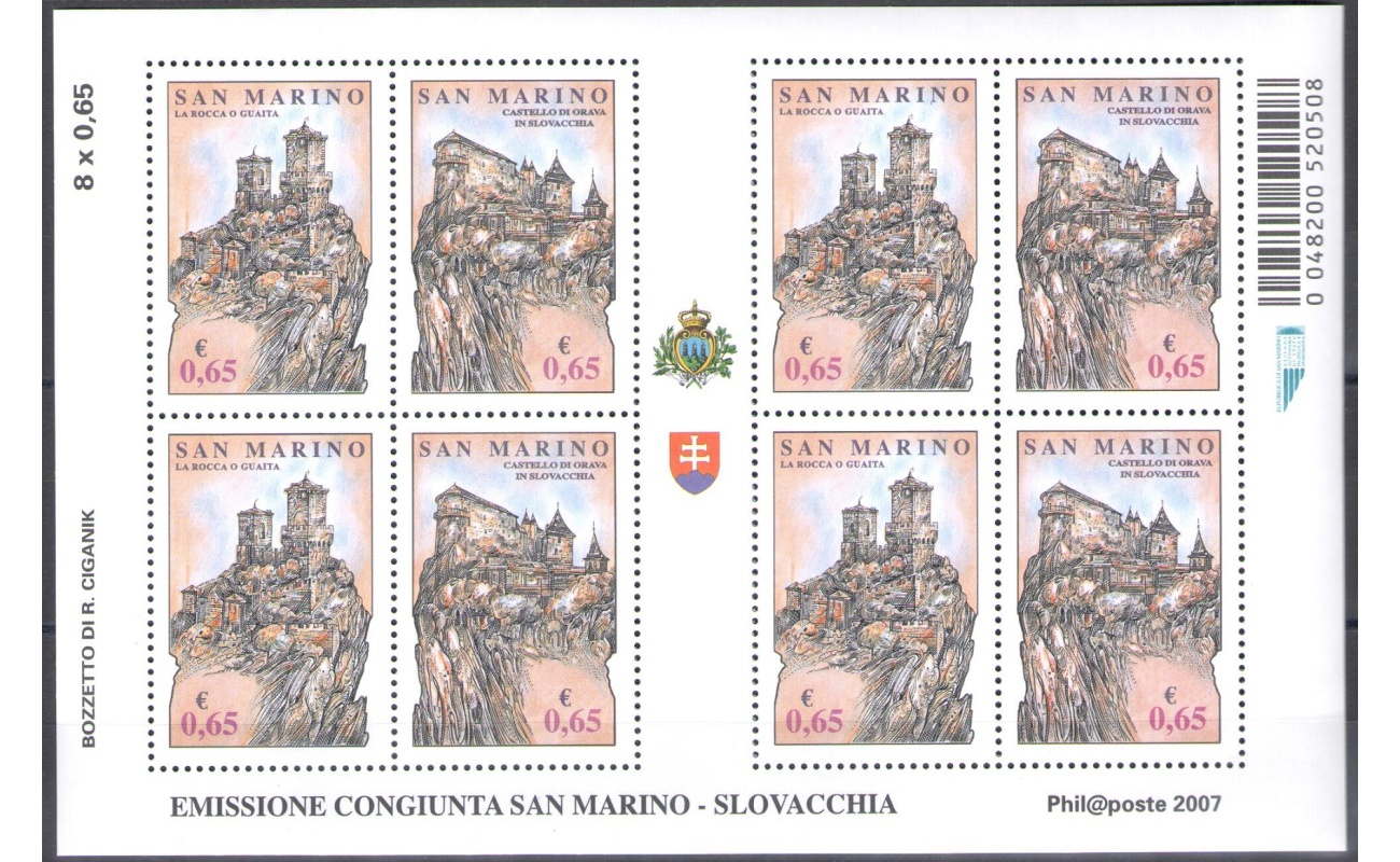 2007 San Marino , Rocche di Libertà , BF 92 - MNH**