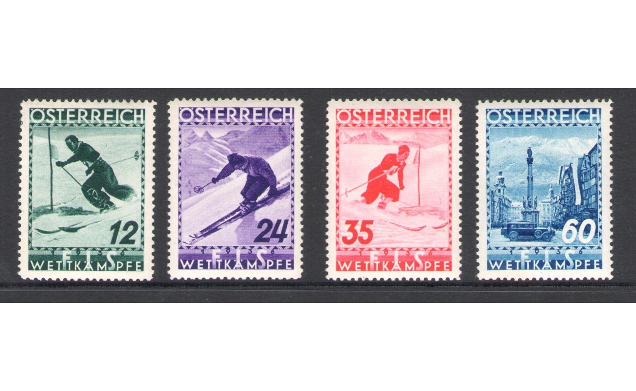 1936  AUSTRIA -  n. 477/480 - Campionati di Sci ad Innsbruck - MLH* / MNH**