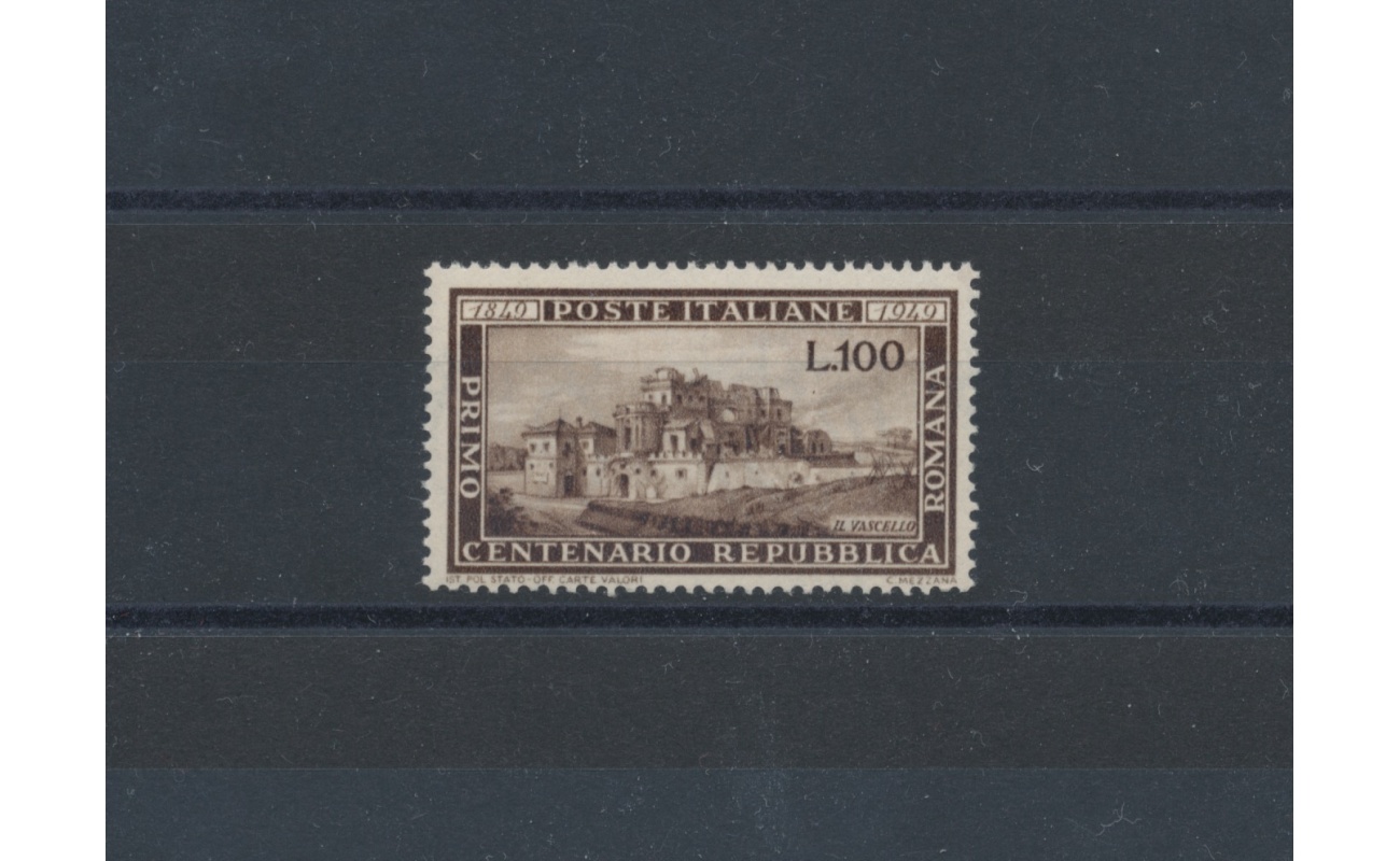 1949 Italia - Repubblica, Serie "Repubblica Romana" , 100 Lire bruno , 1 valore , nuovo n. 600, Centrato MNH**