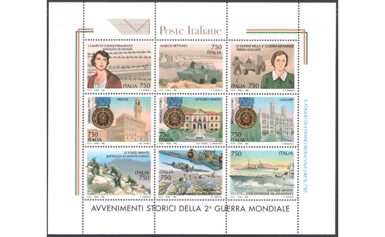 1995 Italia - Repubblica , Avvenimenti Storici Seconda Guerra Mondiale - Foglietto n. 18 - MNH**