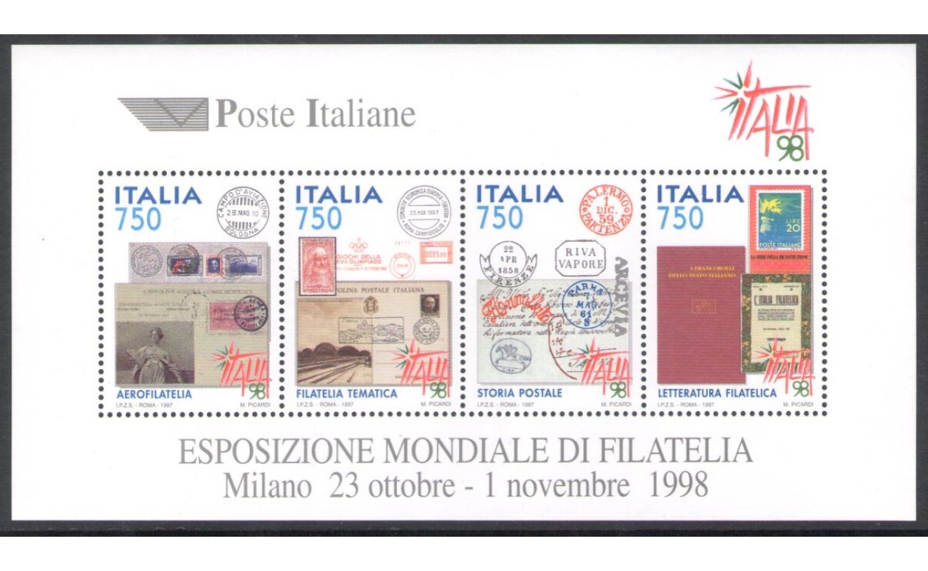 1997 Italia - Repubblica , " Italia 98 " - Foglietto n. 19 - MNH**