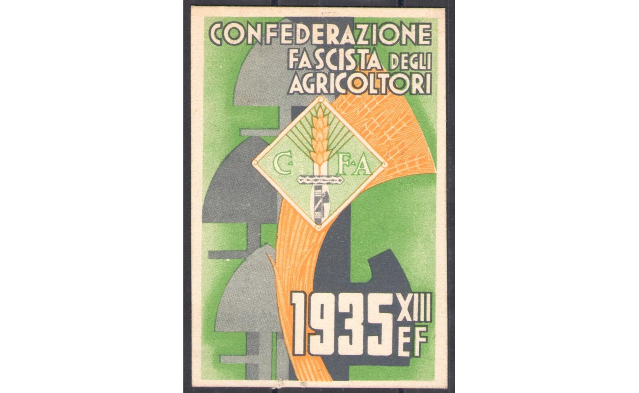 1935 - Confederazione degli Agricoltori - Tessera - Interessante
