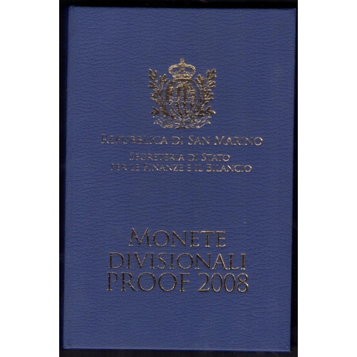 2008 San Marino , Divisionali , 8 valori , Proof - Fondo Specchio