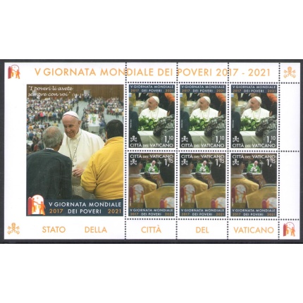 2021 Vaticano , 1 Minifoglio - V Giornata Mondiale dei Poveri - francobolli nuovi e perfetti - MNH **