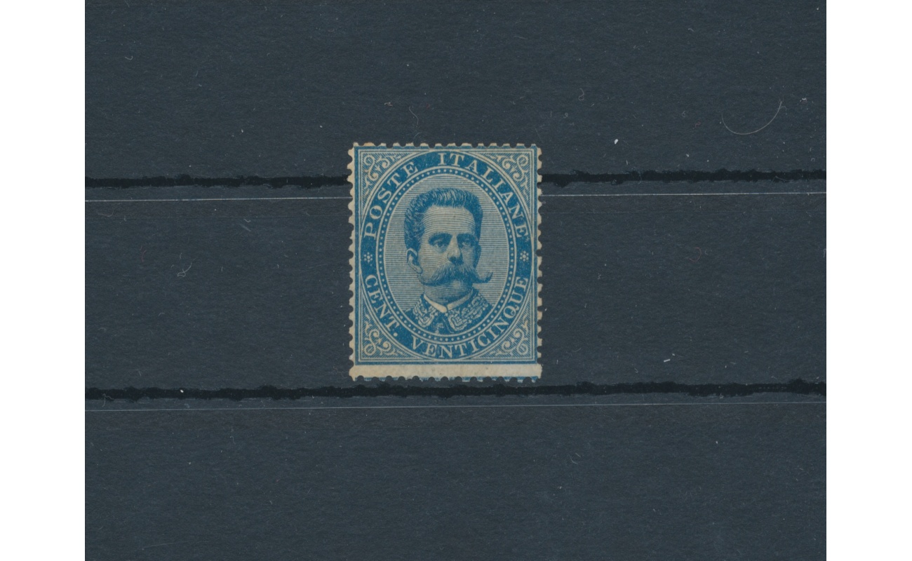 1879 Italia - Regno, n. 40 , Umberto I - 25 cent azzurro , MNH** - Certificato Raybaudi