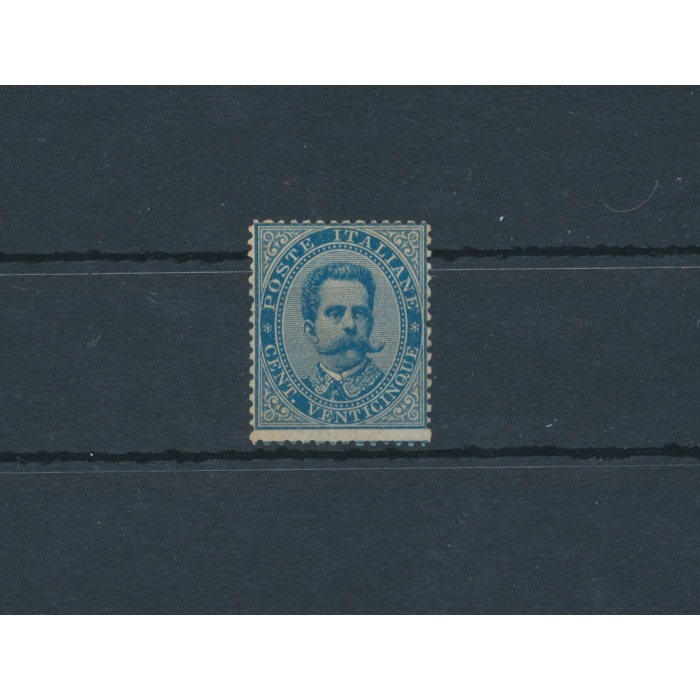 1879 Italia - Regno, n. 40 , Umberto I - 25 cent azzurro , MNH** - Certificato Raybaudi