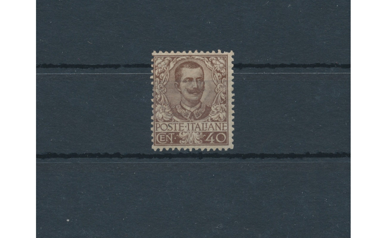 1901 Regno di Italia, Floreale n. 74 , 40 cent bruno , MNH ** -  Certificato Enzo Diena