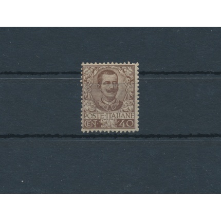 1901 Regno di Italia, Floreale n. 74 , 40 cent bruno , MNH ** -  Certificato Enzo Diena