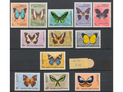 1966 PAPUA NEW GUINEA -  Elisabetta, Farfalle , Yvert & Tellier n. 83/93 - 12 valori  MNH**