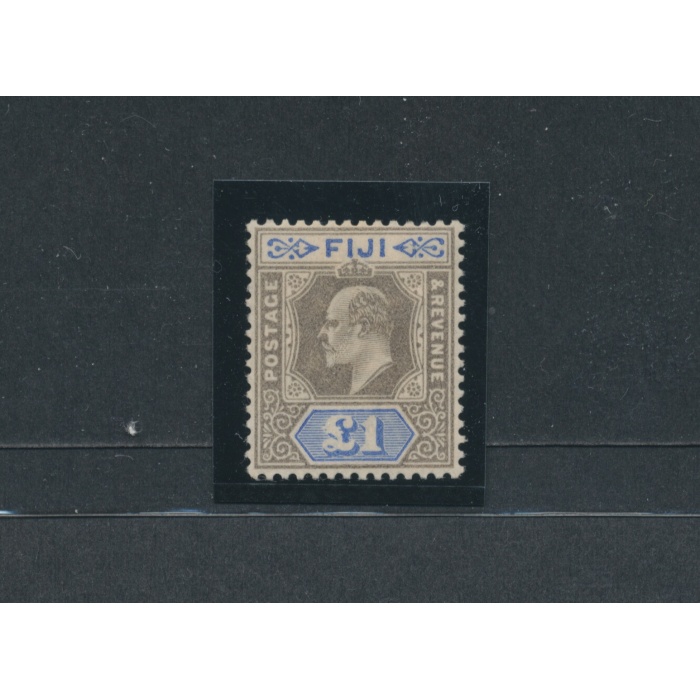 1903 Fiji - Stanley Gibbons n. 114 - 1 £ - Sterlina grey black and ultramarine - MNH** (Firmato Enzo Diena)