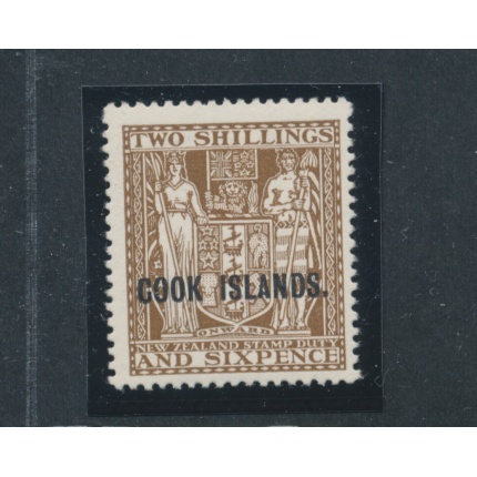 1936-44 COOK ISLANDS, Stanley Gibbons n. 118 - 12s. 6d. deep brown - francobollo di New Zealand sopratampato Cook Islands. - MNH**