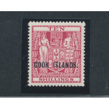 1936-44 COOK ISLANDS, Stanley Gibbons n. 120 - 10 Scellini carminio lake - francobollo di New Zealand soprastampato Cook Islands. - MNH**
