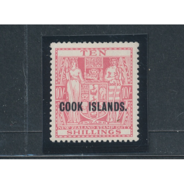1936-44 COOK ISLANDS, Stanley Gibbons n. 123a- 10 scellini pale carmine lake - francobollo di New Zealand soprastampato Cook Islands. - MNH**
