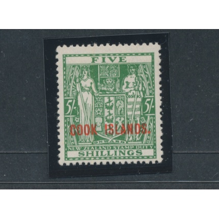 1943-54 COOK ISLANDS, Stanley Gibbons n. 132- 5 scellini green - francobollo di New Zealand soprastampato Cook Islands. - MNH**