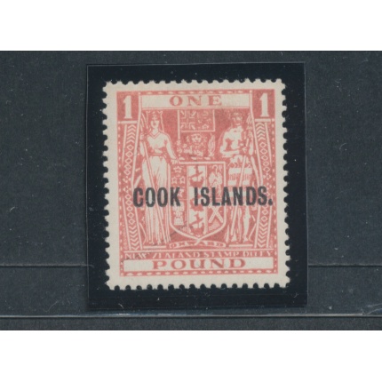 1943-54 COOK ISLANDS, Stanley Gibbons n. 134- 1 £ pink - francobollo di New Zealand soprastampato Cook Islands. - MNH**