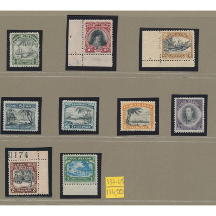 1944-46 COOK ISLANDS, Stanley Gibbons n. 137/45 - Serie di 9 valori - MNH**