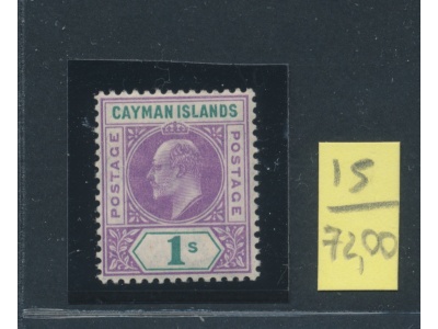 1907 CAYMAN ISLANDS, Stanley Gibbons n. 15 - 1 scellino violet and green - Edoardo VII - MNH**