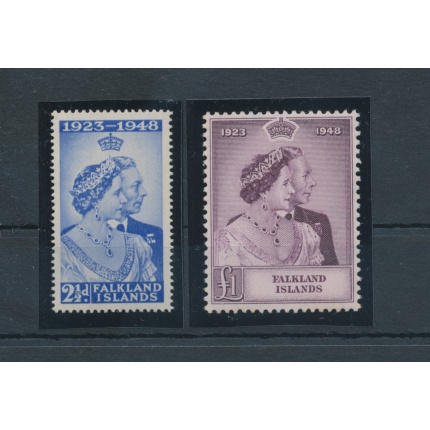 1948 FALKLAND ISLANDS - Stanley Gibbons 166/167 Royal Silver Wedding,  2 valori , MNH**
