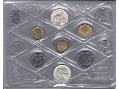 1989 Italia - Repubblica, Monetazione divisionale Annata completa in confezione originale della Zecca, FDC