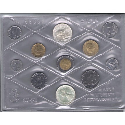 1989 Italia - Repubblica, Monetazione divisionale Annata completa in confezione originale della Zecca, FDC