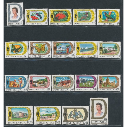 1969 DOMINICA - Stanley Gibbons n. 272/290 - Elisabetta II - ordinaria 19 valori  MNH**