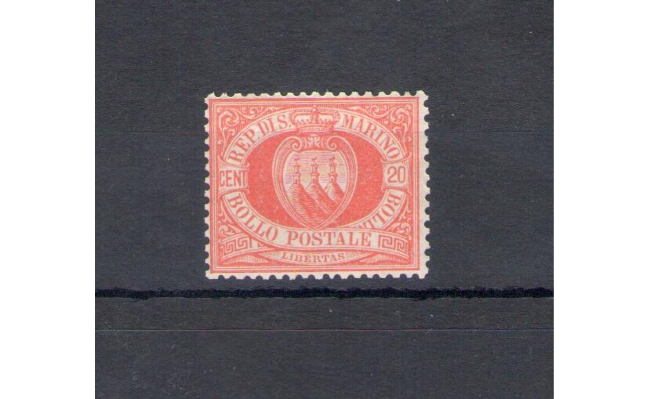 1877 SAN MARINO, n. 4 - 20 cent. rosso , MNH**