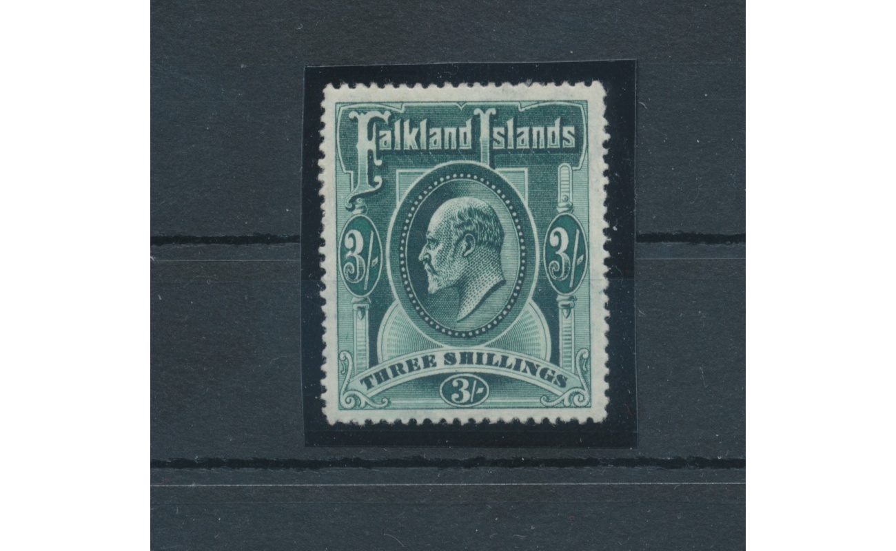 1904-12 FALKLAND ISLANDS - Stanley Gibbons n. 49 - 3 scellini green - MNH** - Lusso