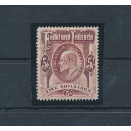 1904-12 FALKLAND ISLANDS - Stanley Gibbons n. 50 - 5 scellini red - MNH** - Lusso