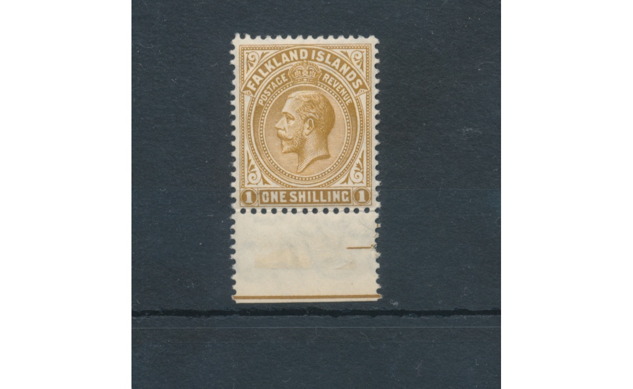 1912-20 FALKLAND ISLANDS - Stanley Gibbons n. 65 - 1 scellino light bistre brown - MNH** - Lusso