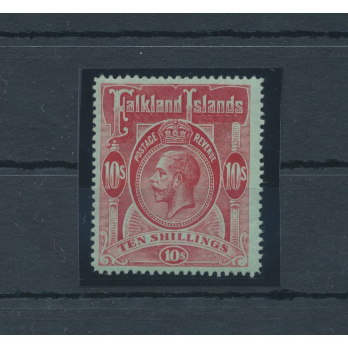 1912-20 FALKLAND ISLANDS - Stanley Gibbons n. 68 - 10 scellini red geen - MNH** Firmato Bolaffi - Lusso