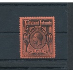 1912-20 FALKLAND ISLANDS - Stanley Gibbons n. 69 - 1 Sterlina black and red - MNH** Lusso