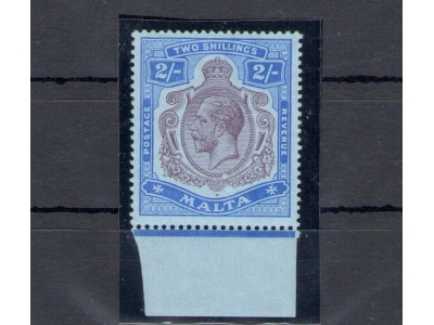 1914-21 MALTA , Stanley Gibbons n. 86 , 2 Scellini pourple and bright blue - MNH**