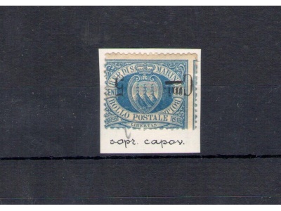 1892 SAN MARINO, n° 8a 5c. su 10c. azzurro MLH/* sovrastampa capovolta