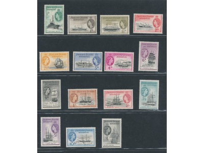 1954 FALKLAND DEPENDENCIES Stanley Gibbons n. G26/G40 serie di 15 valori -  MNH**