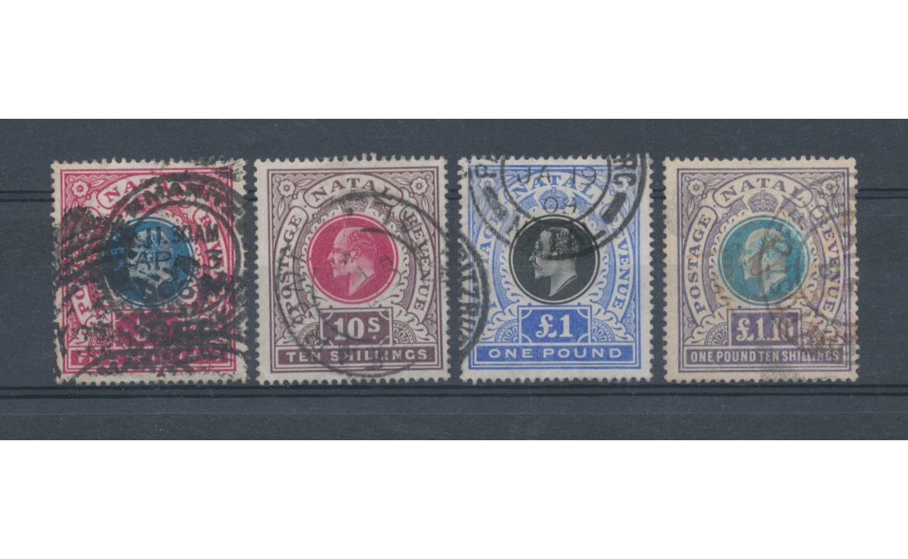 1902  Natal- South Africa - Stanley Gibbons n. 140-143 - Watermark CC - 2824 Alti Valori - Usati