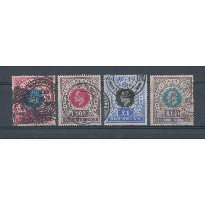 1902  Natal- South Africa - Stanley Gibbons n. 140-143 - Watermark CC - 2824 Alti Valori - Usati